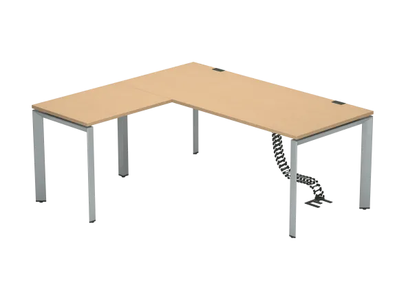 Bureau droit FrameOne II - l. 180 x pr. 80 cm + retour l. 80 x pr. 60 cm - piétement arche