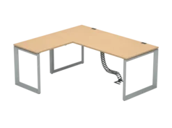 Bureau droit FrameOne II - l. 180 x pr. 80 cm + retour l. 80 x pr. 60 cm - piétement cadre