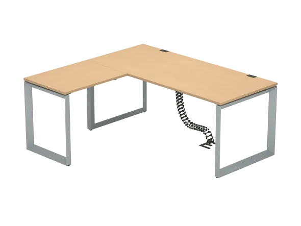 Bureau droit FrameOne II - l. 180 x pr. 80 cm + retour l. 80 x pr. 60 cm - piétement cadre