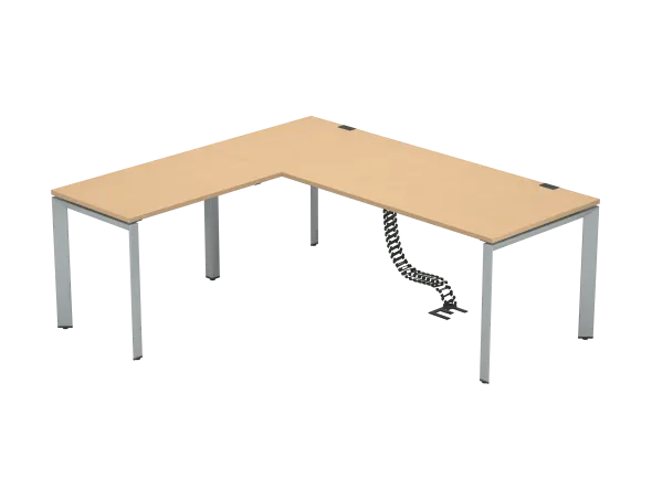 Bureau droit FrameOne II - l. 200 x pr. 80 cm + retour l. 100 x pr. 60 cm - piétement arche