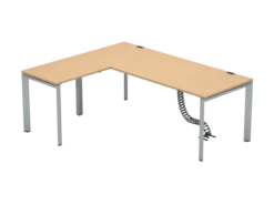 Bureau droit FrameOne II - l. 200 x pr. 80 cm + retour l. 80 x pr. 60 cm - piétement arche
