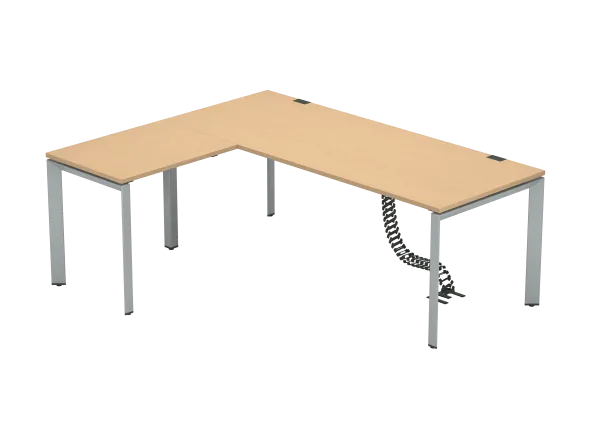Bureau droit FrameOne II - l. 200 x pr. 80 cm + retour l. 80 x pr. 60 cm - piétement arche