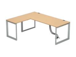 Bureau droit FrameOne II - l. 200 x pr. 80 cm + retour l. 80 x pr. 60 cm - piétement cadre