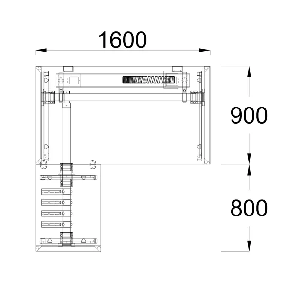 Bureau droit FrameOne II - l. 160 x pr. 90 cm + retour l. 80 x pr. 60 cm - piétement arche