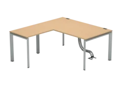 Bureau droit FrameOne II - l. 160 x pr. 90 cm + retour l. 80 x pr. 60 cm - piétement arche