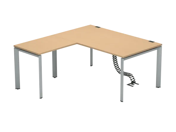 Bureau droit FrameOne II - l. 160 x pr. 90 cm + retour l. 80 x pr. 60 cm - piétement arche