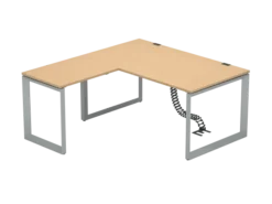 Bureau droit FrameOne II - l. 160 x pr. 90 cm + retour l. 80 x pr. 60 cm - piétement cadre