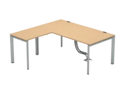 Bureau droit FrameOne II - l. 180 x pr. 90 cm + retour l. 80 x pr. 60 cm - piétement arche
