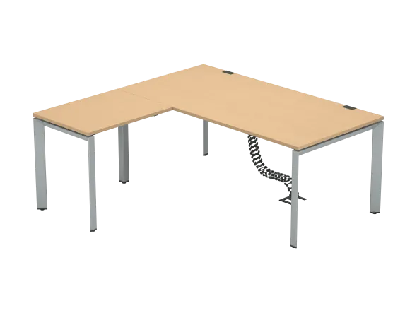 Bureau droit FrameOne II - l. 180 x pr. 90 cm + retour l. 80 x pr. 60 cm - piétement arche