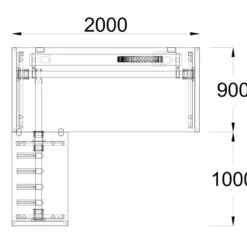Bureau droit FrameOne II - l. 200 x pr. 90 cm + retour l. 100 x pr. 60 cm - piétement arche