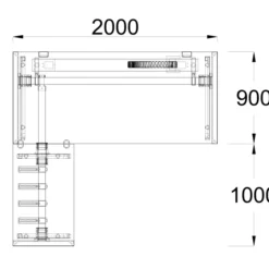 Bureau droit FrameOne II - l. 200 x pr. 90 cm + retour l. 100 x pr. 60 cm - piétement cadre