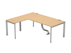 Bureau droit FrameOne II - l. 200 x pr. 90 cm + retour l. 80 x pr. 60 cm - piétement arche