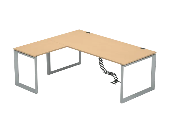 Bureau droit FrameOne II - l. 200 x pr. 90 cm + retour l. 80 x pr. 60 cm - piétement cadre