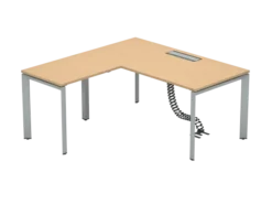 Bureau droit FrameOne II - l. 160 x pr. 80 cm + retour l. 80 x pr. 60 cm - top access - piétement arche