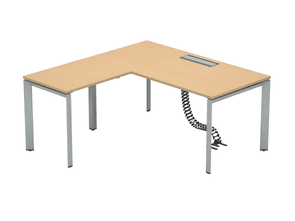 Bureau droit FrameOne II - l. 160 x pr. 80 cm + retour l. 80 x pr. 60 cm - top access - piétement arche