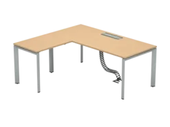 Bureau droit FrameOne II - l. 180 x pr. 80 cm + retour l. 80 x pr. 60 cm - top access - piétement arche