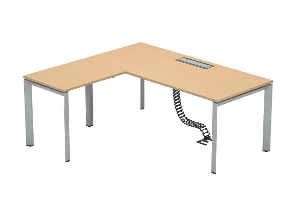 Bureau droit FrameOne II - l. 180 x pr. 80 cm + retour l. 80 x pr. 60 cm - top access - piétement arche