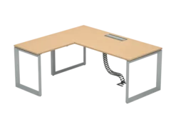 Bureau droit FrameOne II - l. 180 x pr. 80 cm + retour l. 80 x pr. 60 cm - top access - piétement cadre