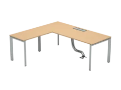 Bureau droit FrameOne II - l. 200 x pr. 80 cm + retour l. 100 x pr. 60 cm - top access - piétement arche
