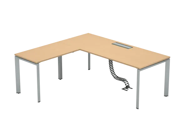 Bureau droit FrameOne II - l. 200 x pr. 80 cm + retour l. 100 x pr. 60 cm - top access - piétement arche