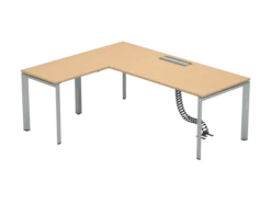 Bureau droit FrameOne II - l. 200 x pr. 80 cm + retour l. 80 x pr. 60 cm - top access - piétement arche