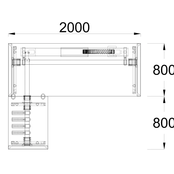 Bureau droit FrameOne II - l. 200 x pr. 80 cm + retour l. 80 x pr. 60 cm - top access - piétement arche