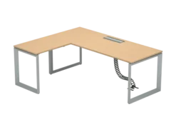 Bureau droit FrameOne II - l. 200 x pr. 80 cm + retour l. 80 x pr. 60 cm - top access - piétement cadre