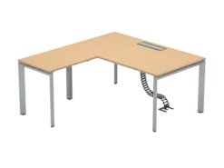 Bureau droit FrameOne II - l. 160 x pr. 90 cm + retour l. 80 x pr. 60 cm - top access - piétement arche