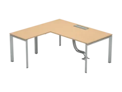 Bureau droit FrameOne II - l. 180 x pr. 90 cm + retour l. 80 x pr. 60 cm - top access - piétement arche