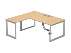 Bureau droit FrameOne II - l. 180 x pr. 90 cm + retour l. 80 x pr. 60 cm - top access - piétement cadre