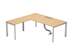 Bureau droit FrameOne II - l. 200 x pr. 90 cm + retour l. 100 x pr. 60 cm - top access - piétement arche