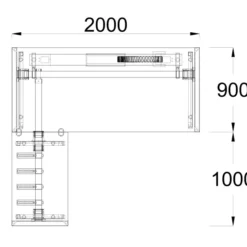 Bureau droit FrameOne II - l. 200 x pr. 90 cm + retour l. 100 x pr. 60 cm - top access - piétement arche