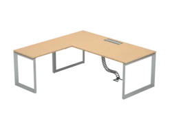 Bureau droit FrameOne II - l. 200 x pr. 90 cm + retour l. 100 x pr. 60 cm - top access - piétement cadre