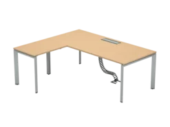 Bureau droit FrameOne II - l. 200 x pr. 90 cm + retour l. 80 x pr. 60 cm - top access - piétement arche