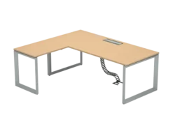 Bureau droit FrameOne II - l. 200 x pr. 90 cm + retour l. 80 x pr. 60 cm - top access - piétement cadre
