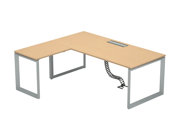 Bureau droit FrameOne II - l. 200 x pr. 90 cm + retour l. 80 x pr. 60 cm - top access - piétement cadre