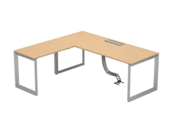 Bureau droit FrameOne II - l. 200 x pr. 80 cm + retour l. 100 x pr. 60 cm - top access - piétement cadre
