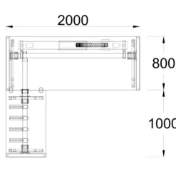 Bureau droit FrameOne II - l. 200 x pr. 80 cm + retour l. 100 x pr. 60 cm - top access - piétement cadre