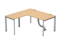 Bureau droit FrameOne II - l. 160 x pr. 80 cm + retour l. 80 x pr. 60 cm - piétement arche