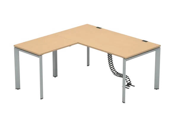 Bureau droit FrameOne II - l. 160 x pr. 80 cm + retour l. 80 x pr. 60 cm - piétement arche