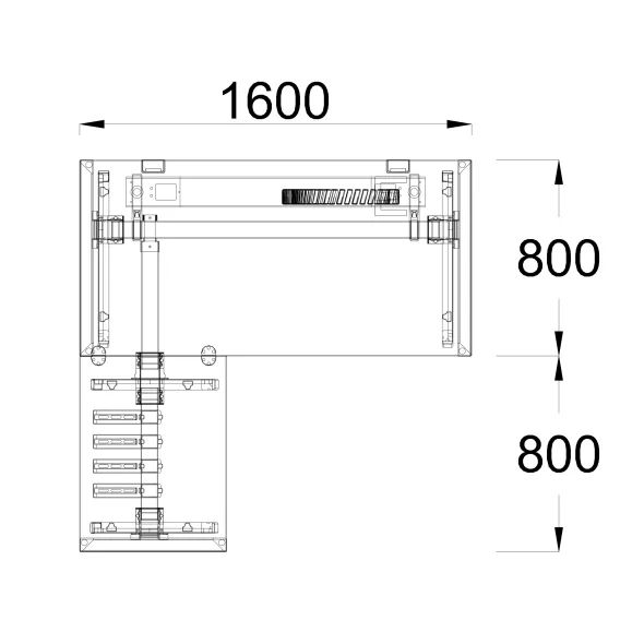 Bureau droit FrameOne II - l. 160 x pr. 80 cm + retour l. 80 x pr. 60 cm - piétement cadre