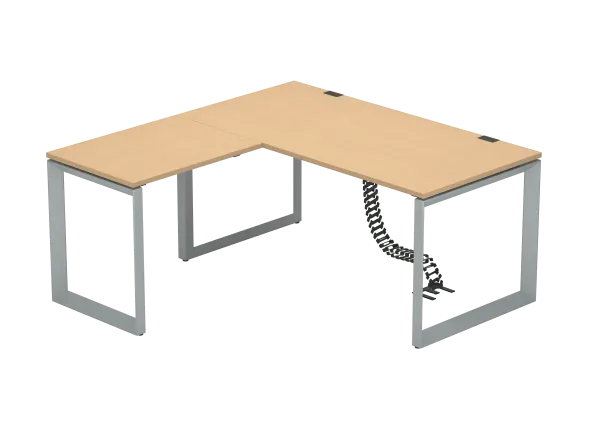 Bureau droit FrameOne II - l. 160 x pr. 80 cm + retour l. 80 x pr. 60 cm - piétement cadre
