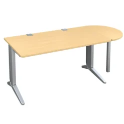 Bureau droit Fusion - l. 140 x pr. 80 cm + convivialité latérale demi-lune l. 80 x pr. 40 cm - pieds C