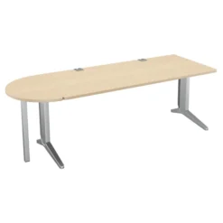 Bureau droit Fusion - l. 180 x pr. 80 cm + convivialité latérale demi-lune l. 80 x pr. 40 cm - pieds C