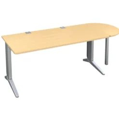 Bureau droit Fusion - l. 160 x pr. 80 cm + convivialité latérale demi-lune l. 80 x pr. 40 cm - pieds C