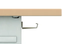 Bureau droit Fusion - l. 120 x pr. 80 cm + convivialité latérale demi-lune l. 80 x pr. 40 cm - 4 pieds