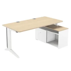 Bureau droit Fusion - l. 160 x pr. 80 cm + meuble de rangement l. 100 cm avec porte - pieds C