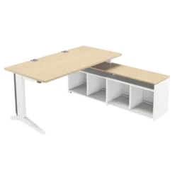 Bureau droit Fusion - l. 160 x pr. 80 cm + meuble de rangement ouvert l. 160 cm - pieds C