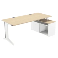 Bureau droit Fusion - l. 180 x pr. 80 cm + meuble de rangement l. 100 cm avec porte - pieds C