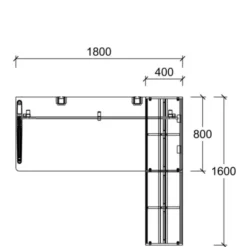 Bureau droit Fusion - l. 180 x pr. 80 cm + meuble de rangement ouvert l. 160 cm - pieds C